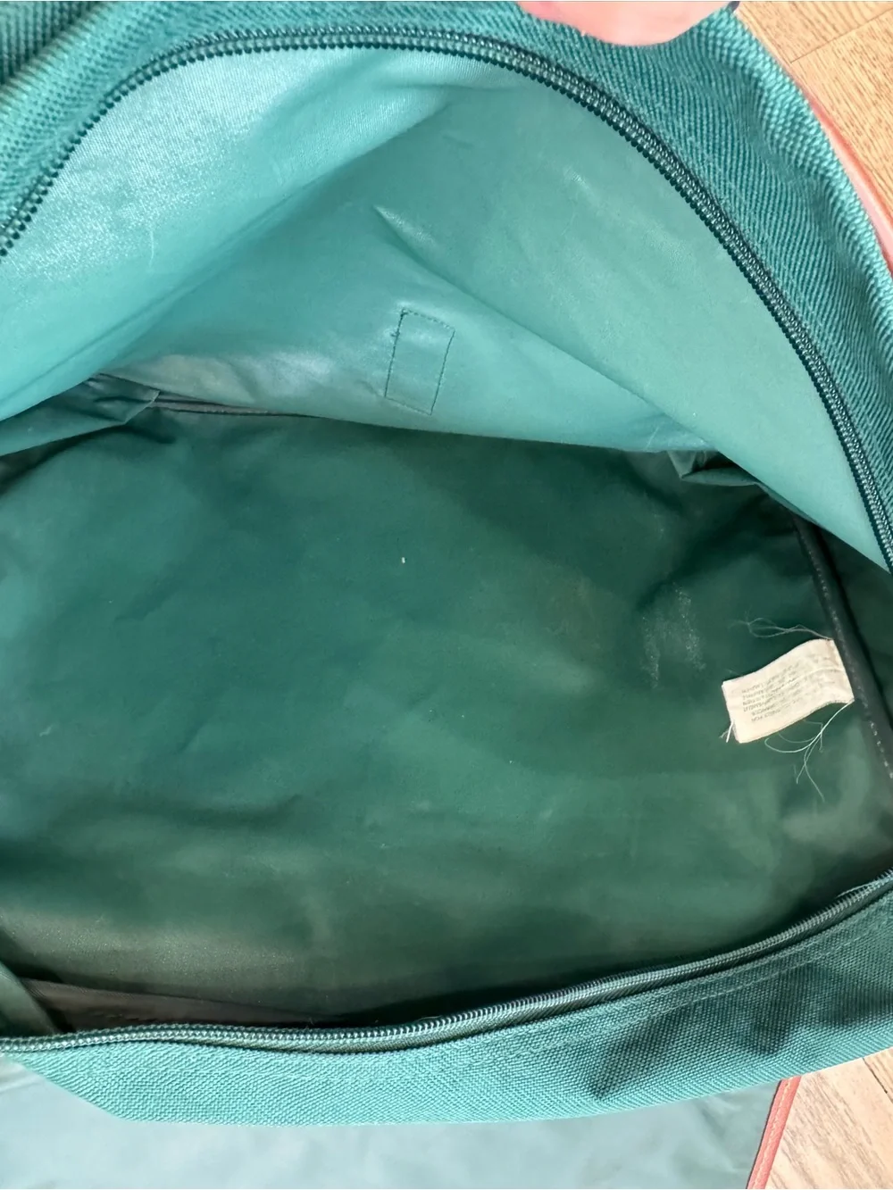 Ralph Lauren Green Canvas Messenger Bag with Brown Trim ~ USED